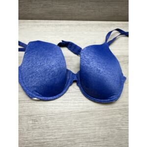 Victorias Secret 34C Padded Perfect Coverage Bra Solid Blue Underwire